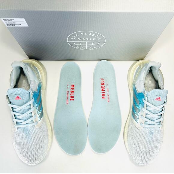 Adidas Primeblue Ultraboost 20 Women Athletic/Running Shoes Size 8.5 White Blue - Picture 8 of 16
